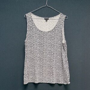 J. Jill Black & White Geometric Scoop Neck Tank